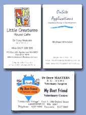 Business cards featuring Grrinninbear Designs designed logos 